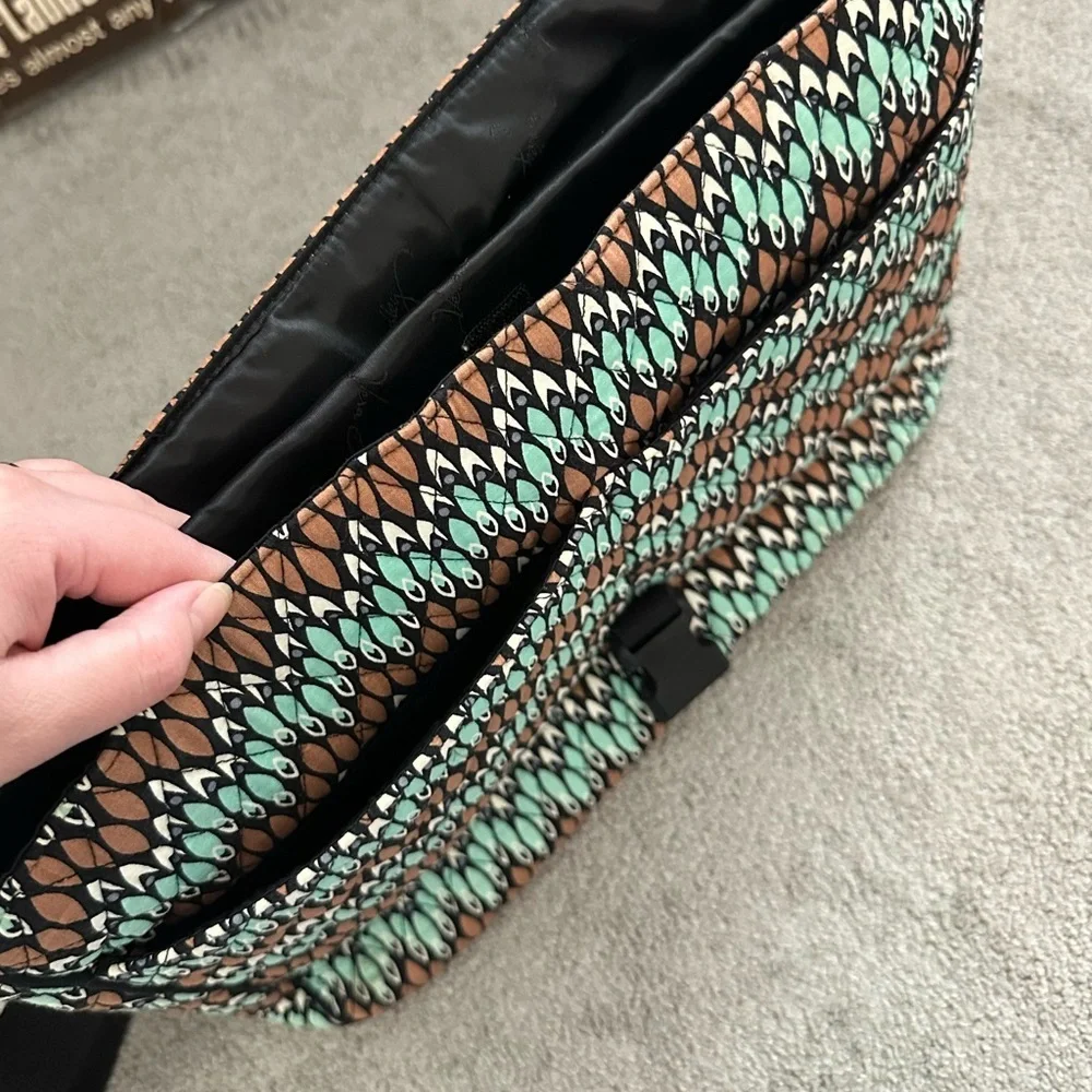 Vera Bradley Laptop Messenger Bag in Sierra Stream Teal and Brown